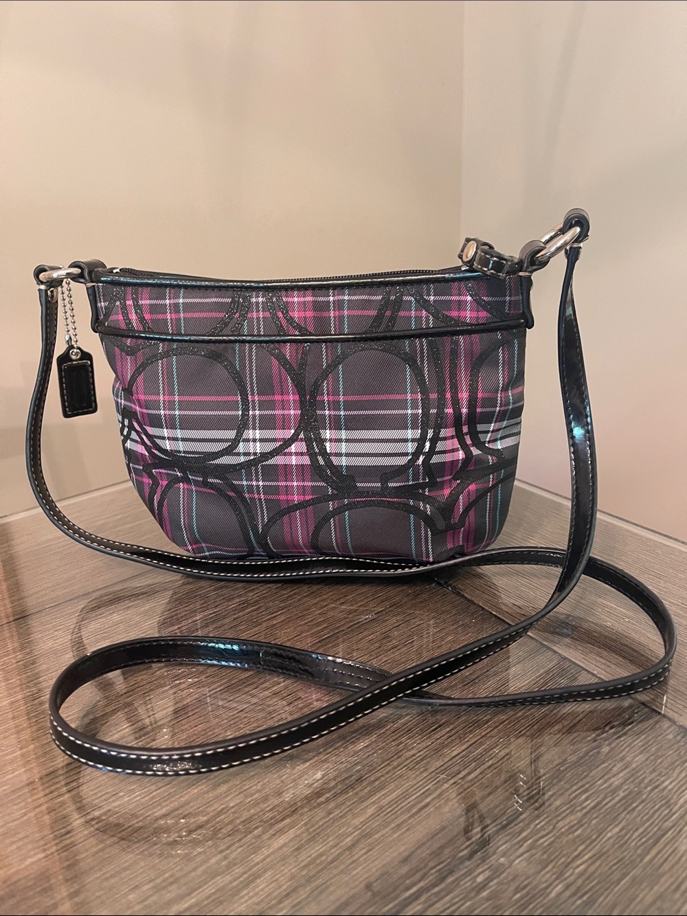 Coach Poppy Tartan Plaid “Swingback” Crossbody Bag